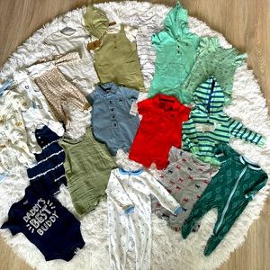 Baby boy bundle! 21 items (plus 2 matching hats!) many New with Tags!